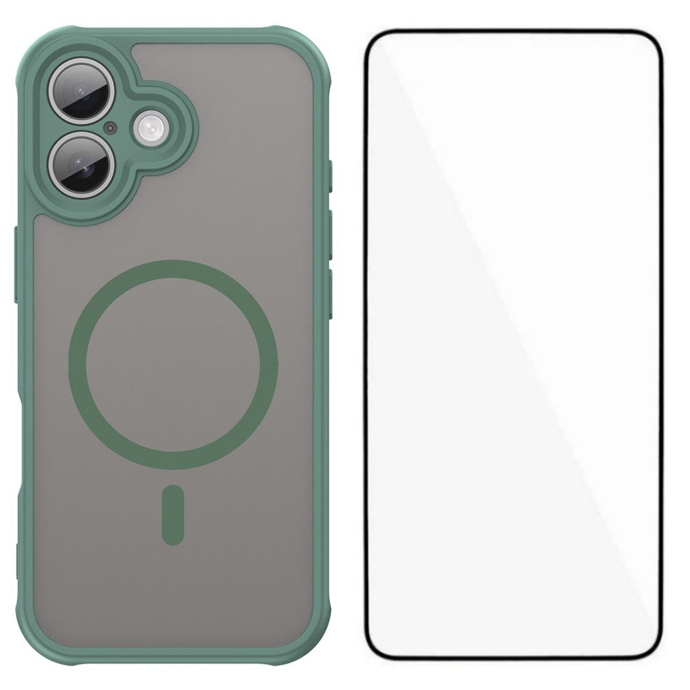 WANLONFENG FD Series For iPhone 17 Magnetic Case with Screen Film, Skin Touch TPU + PC Phone Back Cover