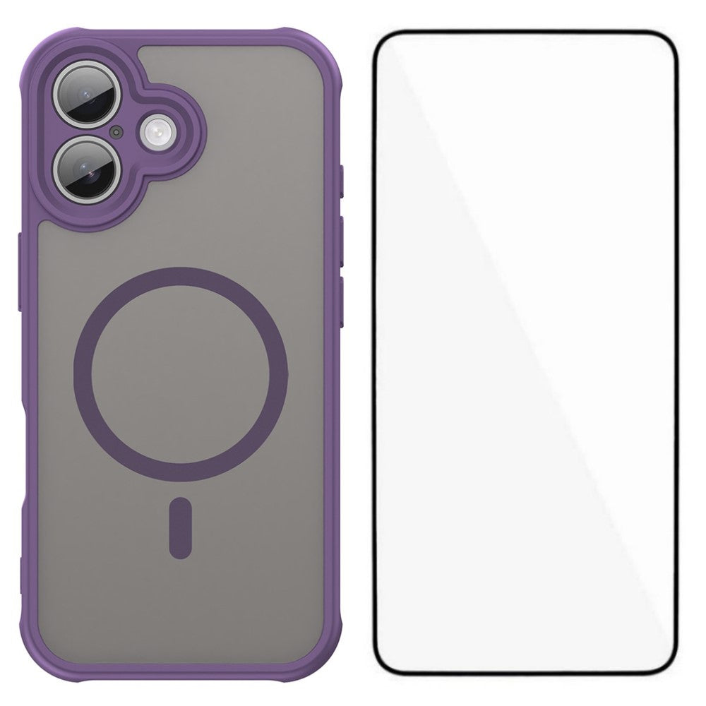 WANLONFENG FD Series For iPhone 17 Magnetic Case with Screen Film, Skin Touch TPU + PC Phone Back Cover