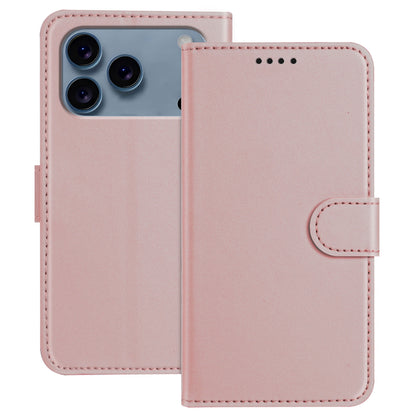 For iPhone 17 Pro Max Leather Case Wallet Stand Solid Color Anti Drop Phone Cover