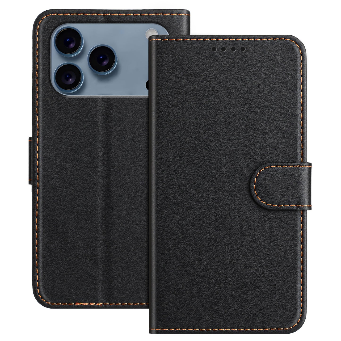 For iPhone 17 Pro Leather Case Wallet Stand Solid Color Anti Drop Phone Cover