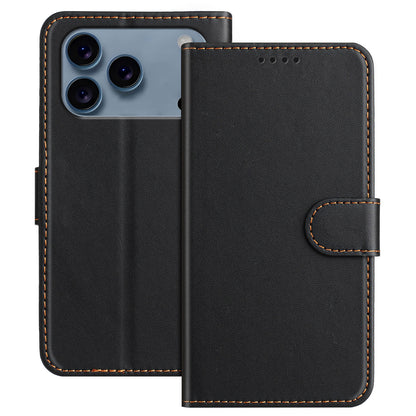 For iPhone 17 Pro Leather Case Wallet Stand Solid Color Anti Drop Phone Cover