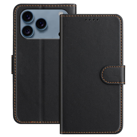 For iPhone 17 Pro Leather Case Wallet Stand Solid Color Anti Drop Phone Cover