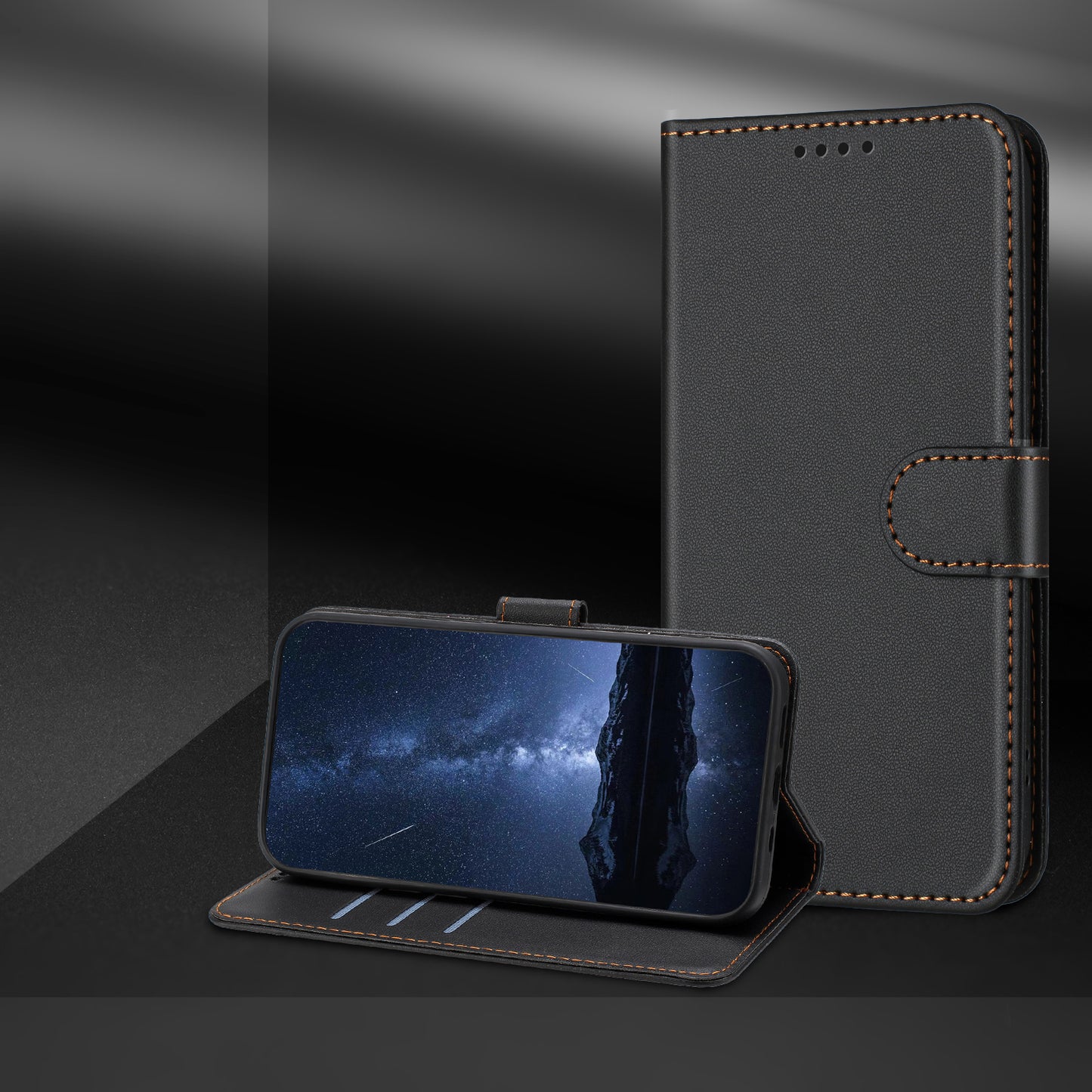 For iPhone 17 Pro Leather Case Wallet Stand Solid Color Anti Drop Phone Cover