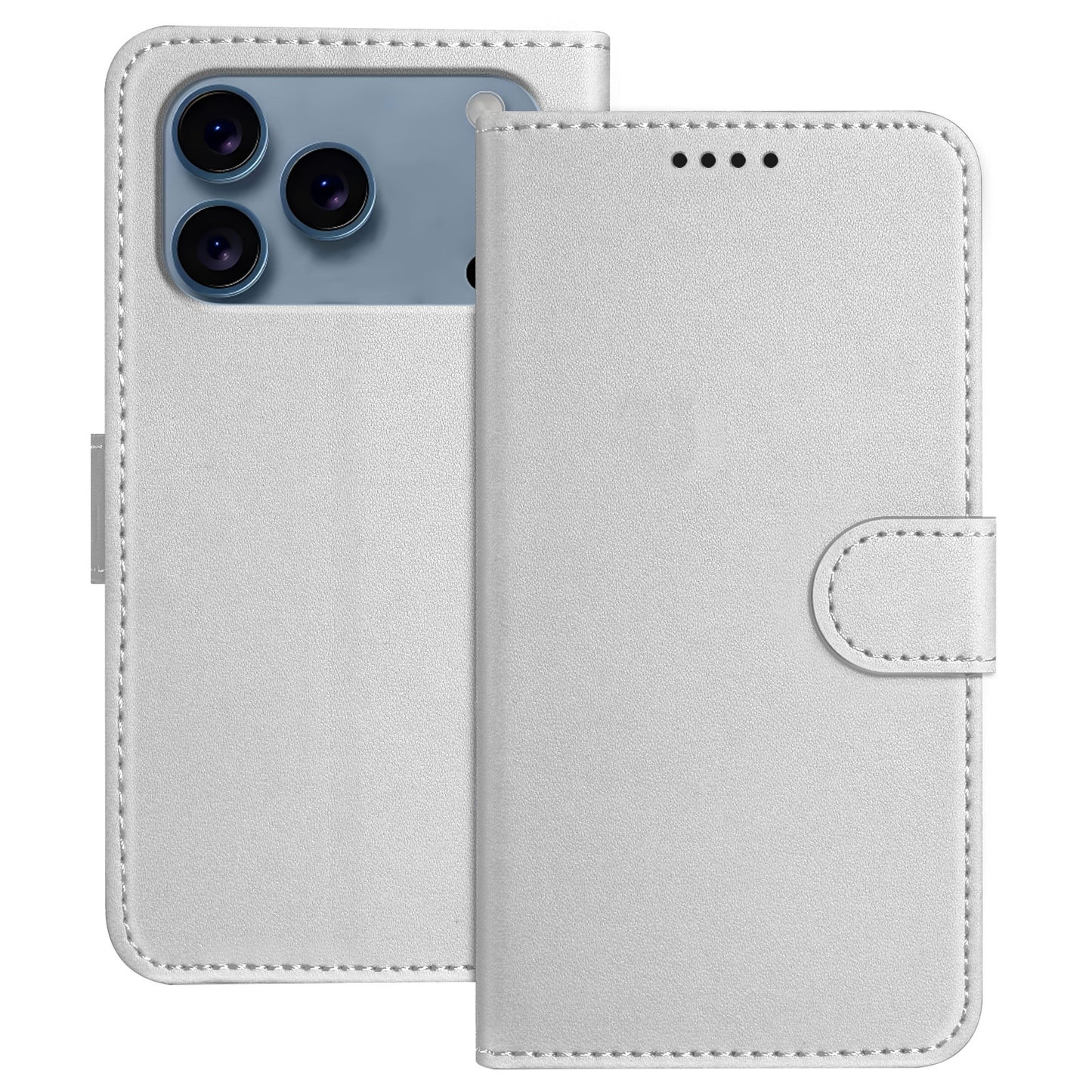 For iPhone 17 Pro Leather Case Wallet Stand Solid Color Anti Drop Phone Cover