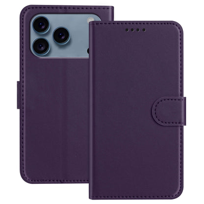 For iPhone 17 Pro Leather Case Wallet Stand Solid Color Anti Drop Phone Cover