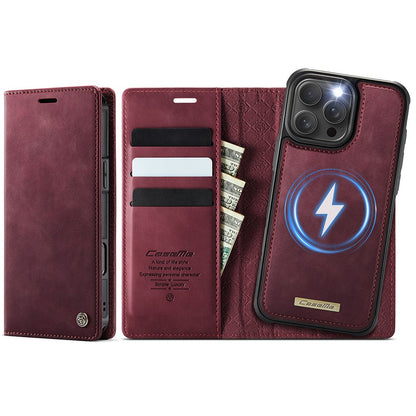 CASEME C49 For iPhone 16 Pro Max Case Compatible with MagSafe RFID Blocking Detachable Wallet Leather Phone Cover