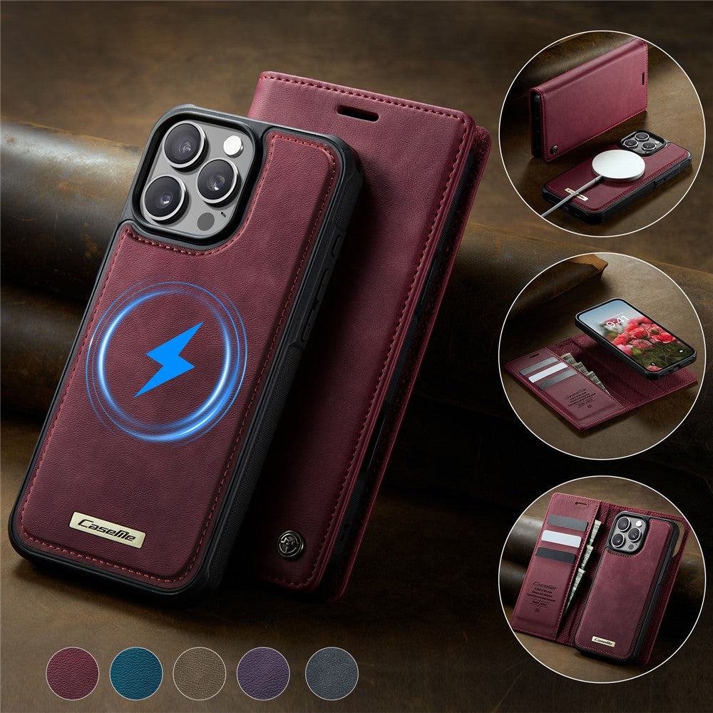 CASEME C49 For iPhone 16 Pro Max Case Compatible with MagSafe RFID Blocking Detachable Wallet Leather Phone Cover