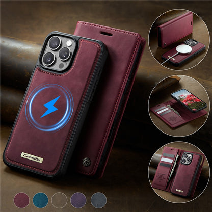 CASEME C49 For iPhone 16 Pro Max Case Compatible with MagSafe RFID Blocking Detachable Wallet Leather Phone Cover