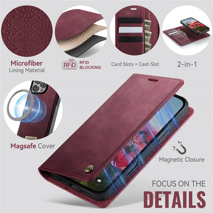 CASEME C49 For iPhone 16 Pro Max Case Compatible with MagSafe RFID Blocking Detachable Wallet Leather Phone Cover