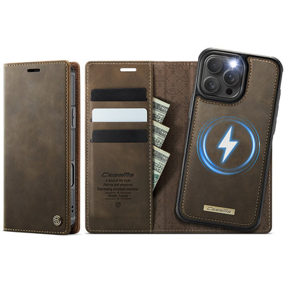 CASEME C49 For iPhone 16 Pro Max Case Compatible with MagSafe RFID Blocking Detachable Wallet Leather Phone Cover