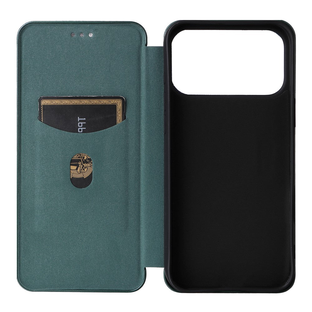 For iPhone 17 Pro Case Carbon Fiber Texture Drop-Proof PU Leather Phone Cover