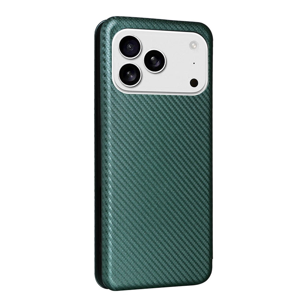 For iPhone 17 Pro Case Carbon Fiber Texture Drop-Proof PU Leather Phone Cover