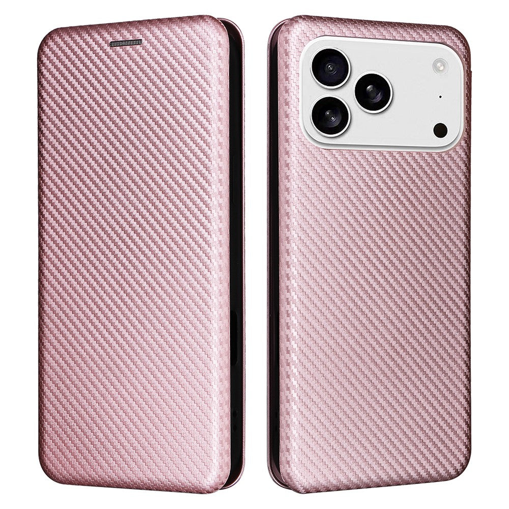 For iPhone 17 Pro Case Carbon Fiber Texture Drop-Proof PU Leather Phone Cover