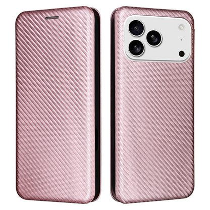 For iPhone 17 Pro Case Carbon Fiber Texture Drop-Proof PU Leather Phone Cover