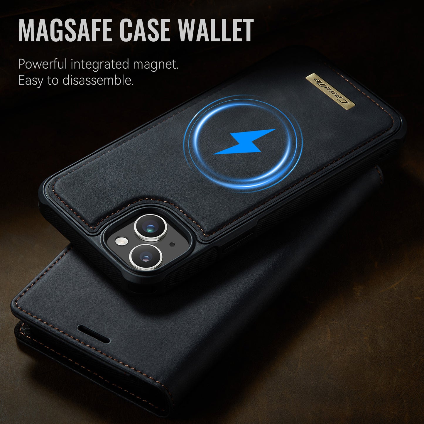 CASEME For iPhone 15 Case  C49  Compatible with MagSafe RFID Blocking Detachable Wallet Leather Phone Cover