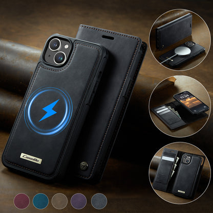 CASEME For iPhone 15 Case  C49  Compatible with MagSafe RFID Blocking Detachable Wallet Leather Phone Cover