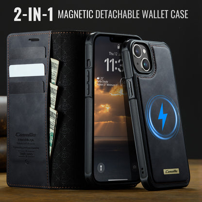 CASEME For iPhone 15 Case  C49  Compatible with MagSafe RFID Blocking Detachable Wallet Leather Phone Cover
