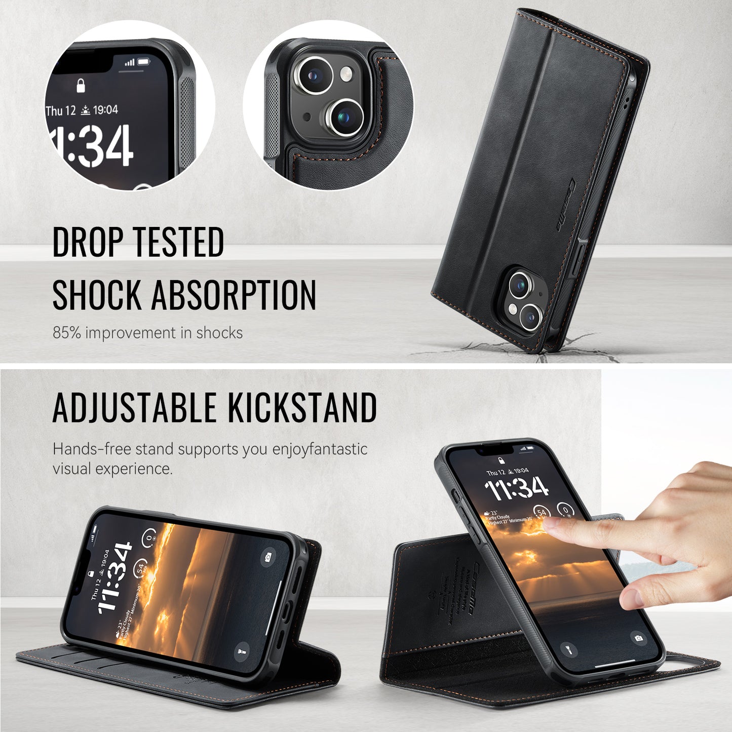 CASEME For iPhone 15 Case  C49  Compatible with MagSafe RFID Blocking Detachable Wallet Leather Phone Cover