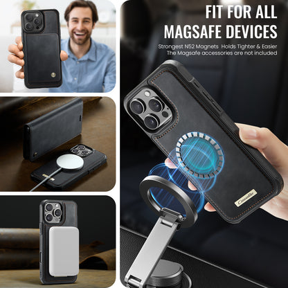 CASEME For iPhone 15 Pro Case  C49  Compatible with MagSafe RFID Blocking Detachable Wallet Leather Phone Cover