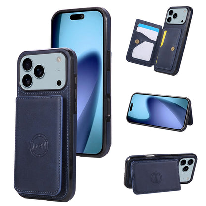For iPhone 17 Pro Max Case Card Holder Kickstand PU Leather + TPU Phone Cover