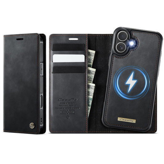 CASEME For iPhone 16 Case  C49  Compatible with MagSafe RFID Blocking Detachable Wallet Leather Phone Cover