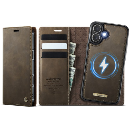 CASEME For iPhone 16 Case  C49  Compatible with MagSafe RFID Blocking Detachable Wallet Leather Phone Cover