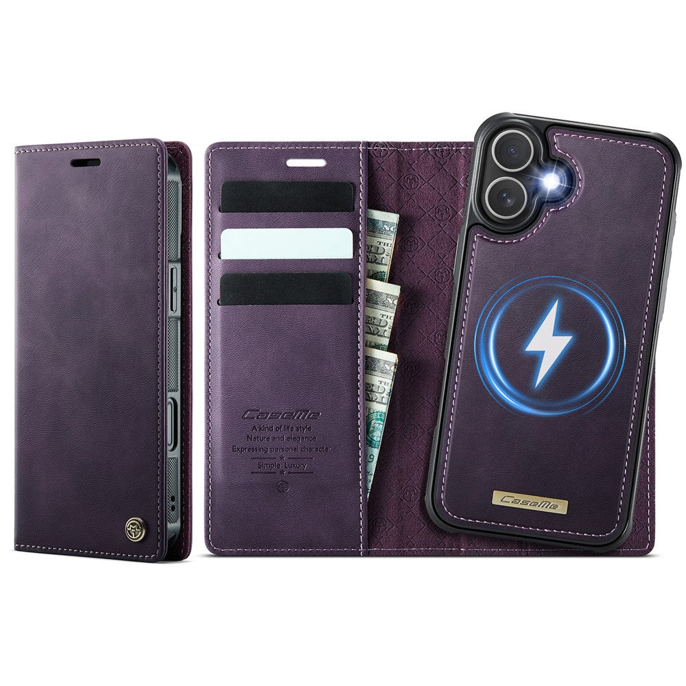CASEME For iPhone 16 Case  C49  Compatible with MagSafe RFID Blocking Detachable Wallet Leather Phone Cover