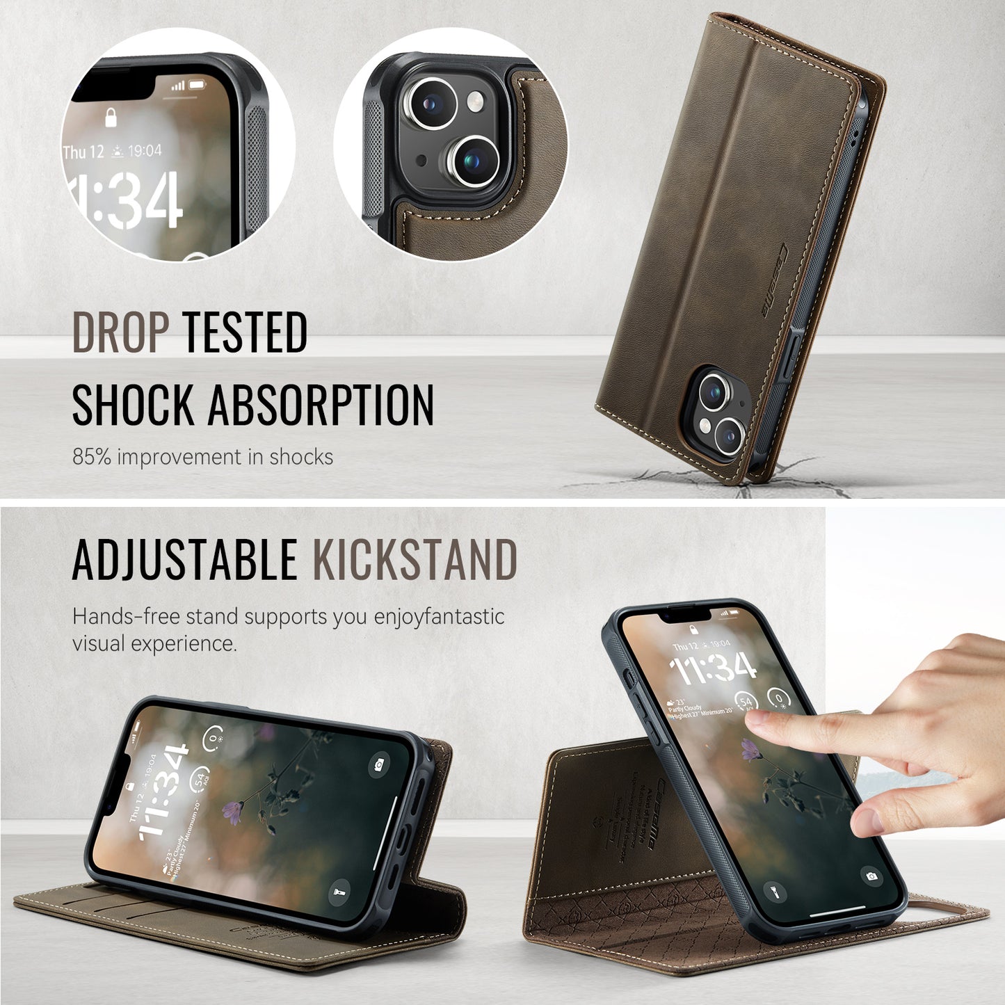 CASEME For iPhone 14 Case  C49  Compatible with MagSafe RFID Blocking Detachable Wallet Leather Phone Cover