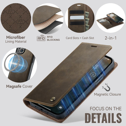 CASEME For iPhone 14 Case  C49  Compatible with MagSafe RFID Blocking Detachable Wallet Leather Phone Cover