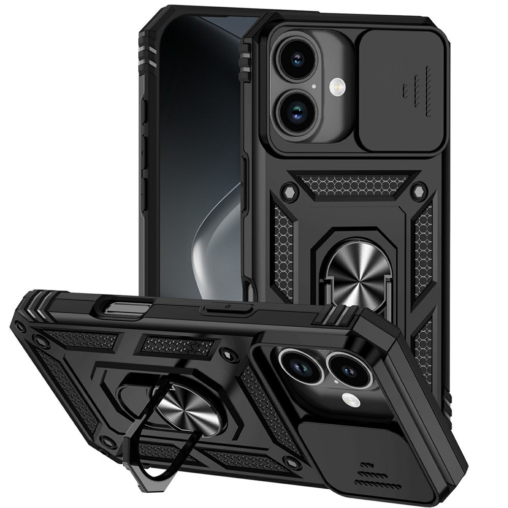 For iPhone 17 Case PC + TPU Phone Cover with Lens Protection Kickstand