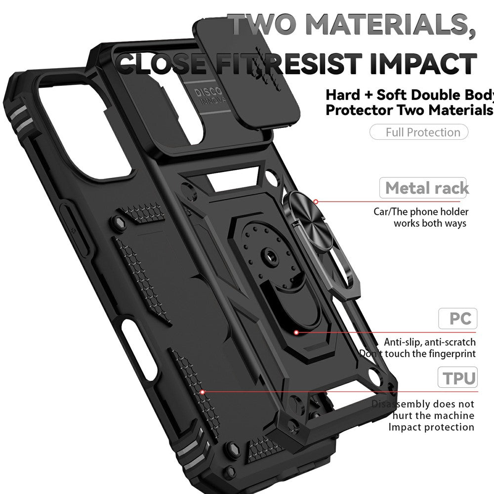 For iPhone 17 Case PC + TPU Phone Cover with Lens Protection Kickstand