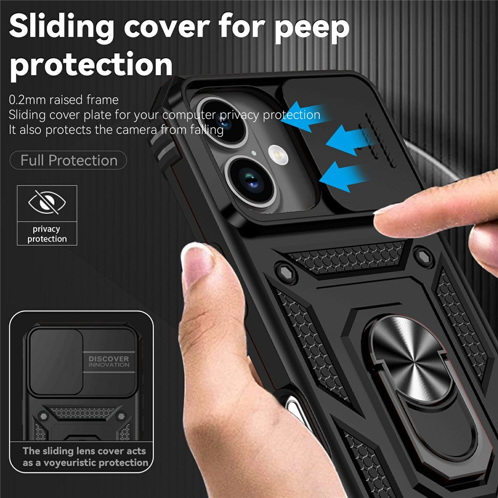 For iPhone 17 Case PC + TPU Phone Cover with Lens Protection Kickstand