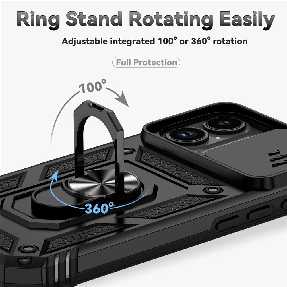 For iPhone 17 Case PC + TPU Phone Cover with Lens Protection Kickstand