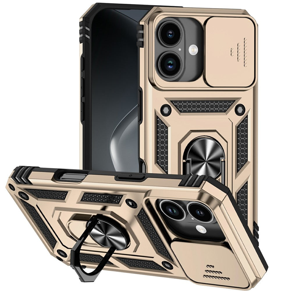 For iPhone 17 Case PC + TPU Phone Cover with Lens Protection Kickstand