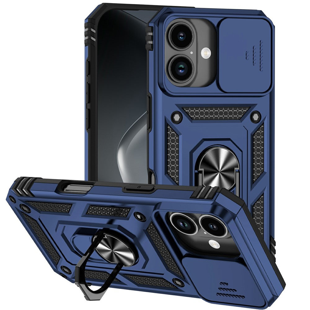 For iPhone 17 Case PC + TPU Phone Cover with Lens Protection Kickstand