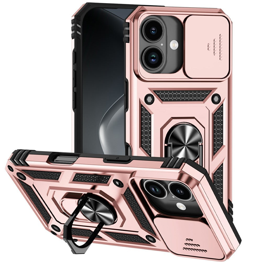 For iPhone 17 Case PC + TPU Phone Cover with Lens Protection Kickstand