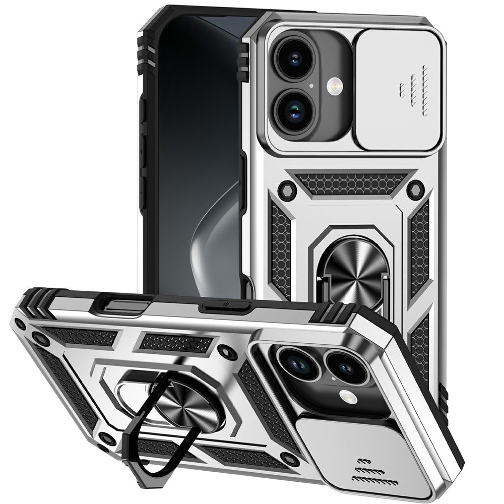 For iPhone 17 Case PC + TPU Phone Cover with Lens Protection Kickstand