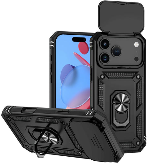 For iPhone 17 Pro Case PC + TPU Phone Cover with Lens Protection Kickstand