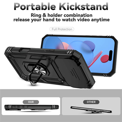For iPhone 17 Pro Case PC + TPU Phone Cover with Lens Protection Kickstand
