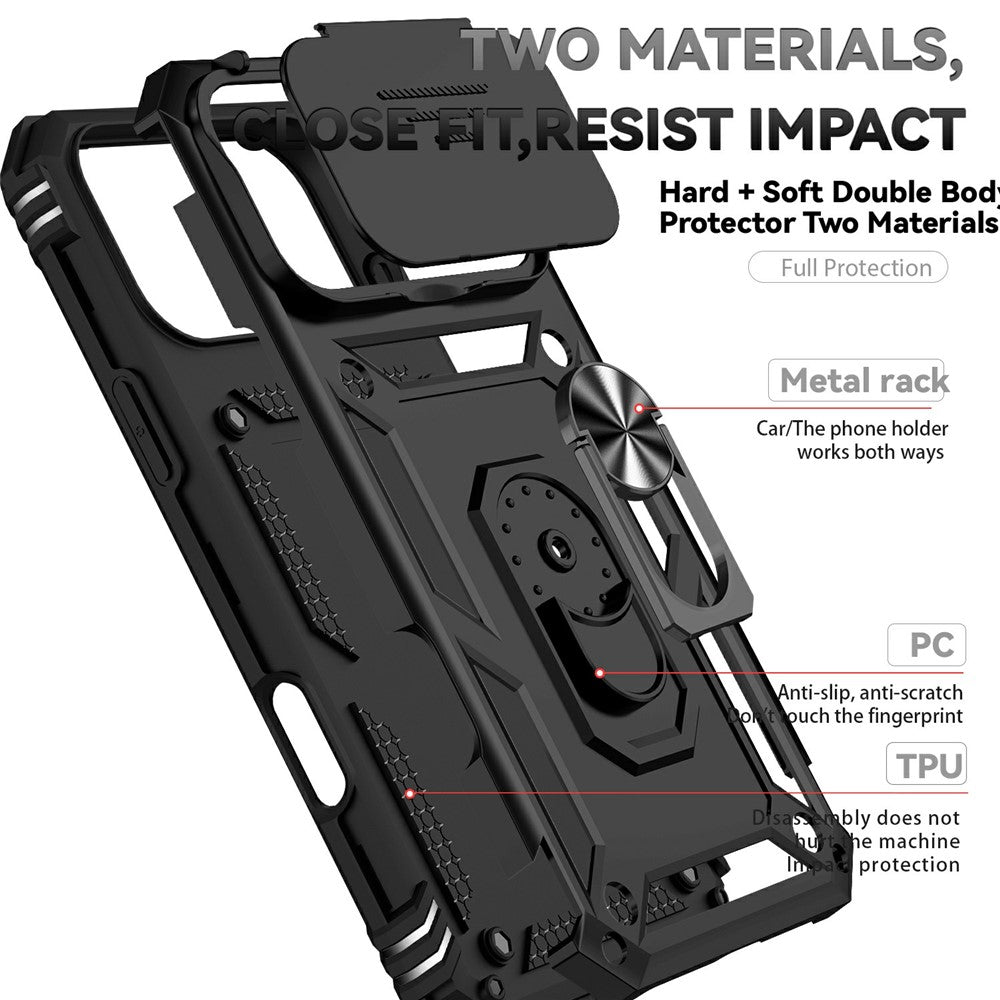 For iPhone 17 Pro Case PC + TPU Phone Cover with Lens Protection Kickstand