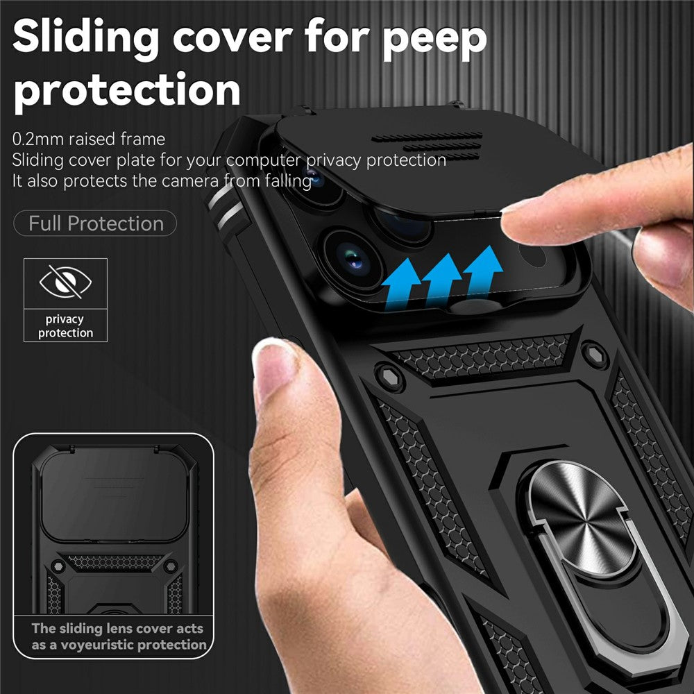 For iPhone 17 Pro Case PC + TPU Phone Cover with Lens Protection Kickstand