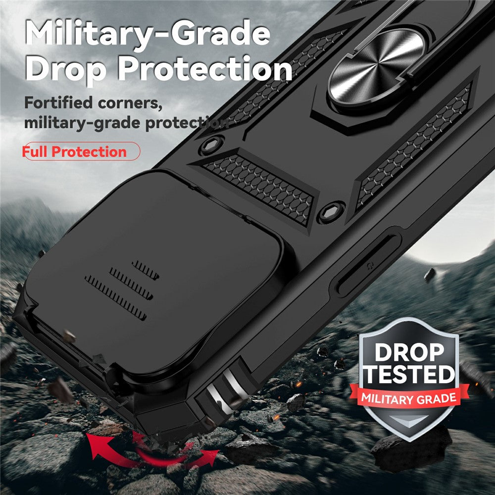 For iPhone 17 Pro Case PC + TPU Phone Cover with Lens Protection Kickstand
