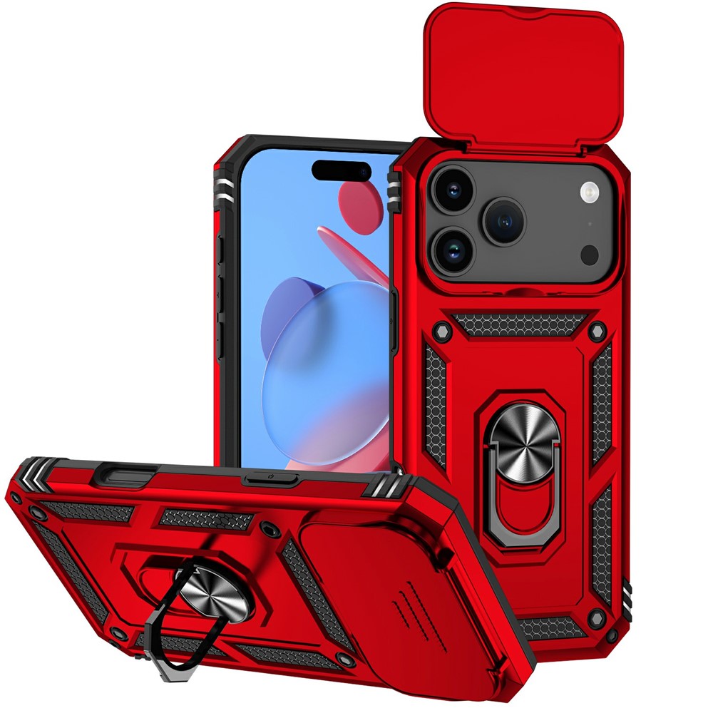 For iPhone 17 Pro Case PC + TPU Phone Cover with Lens Protection Kickstand
