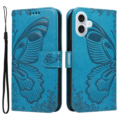 For iPhone 17 Case Butterfly Pattern PU Leather Folio Flip Phone Cover