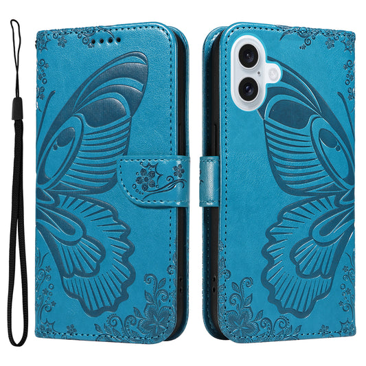 For iPhone 17 Case Butterfly Pattern PU Leather Folio Flip Phone Cover