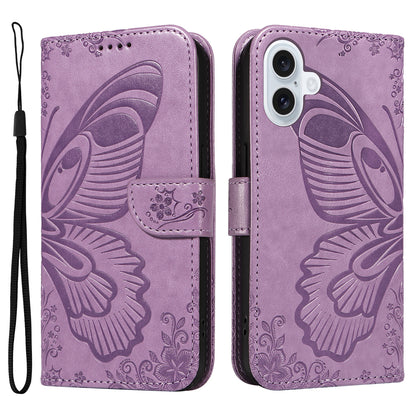 For iPhone 17 Case Butterfly Pattern PU Leather Folio Flip Phone Cover
