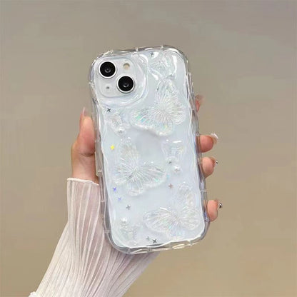 For iPhone 15 Case Pearl Butterfly Design Clear TPU Phone Cover
