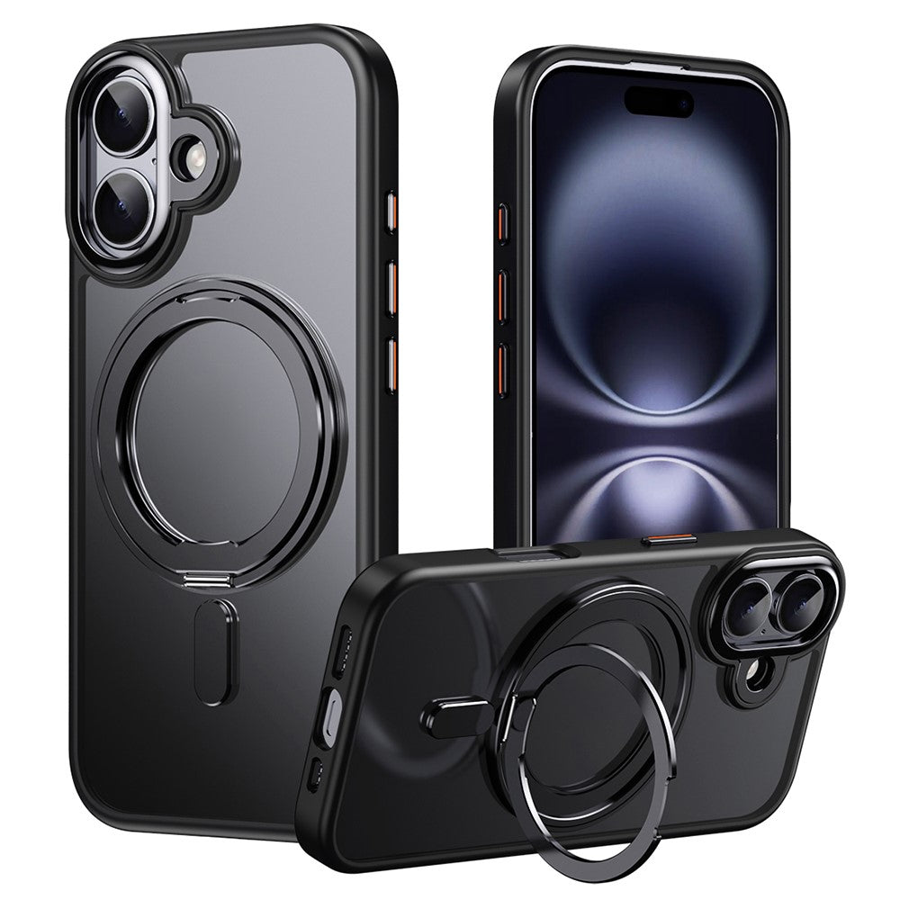 For iPhone 17 Case Compatible with MagSafe TPU + Acrylic + Metal Kickstand Matte Phone Cover
