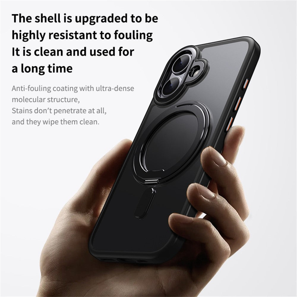 For iPhone 17 Case Compatible with MagSafe TPU + Acrylic + Metal Kickstand Matte Phone Cover