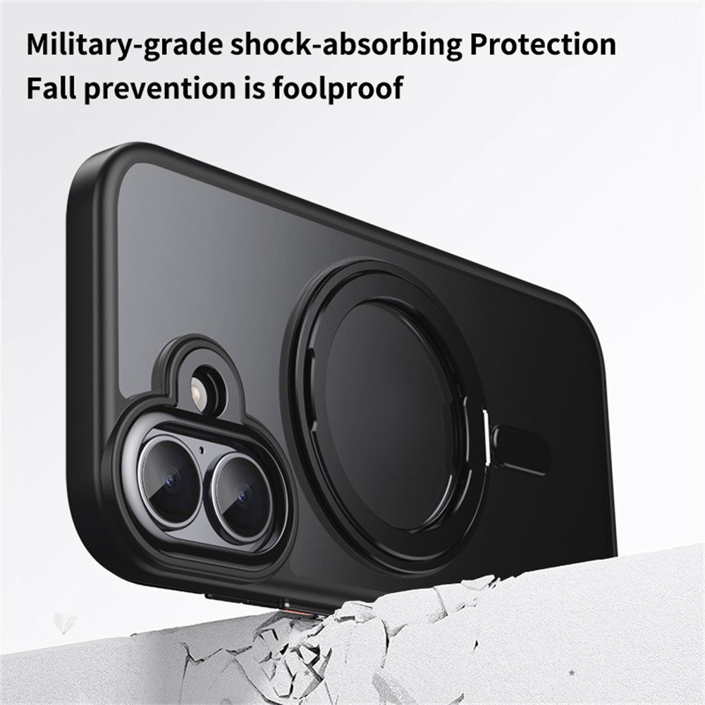 For iPhone 17 Case Compatible with MagSafe TPU + Acrylic + Metal Kickstand Matte Phone Cover